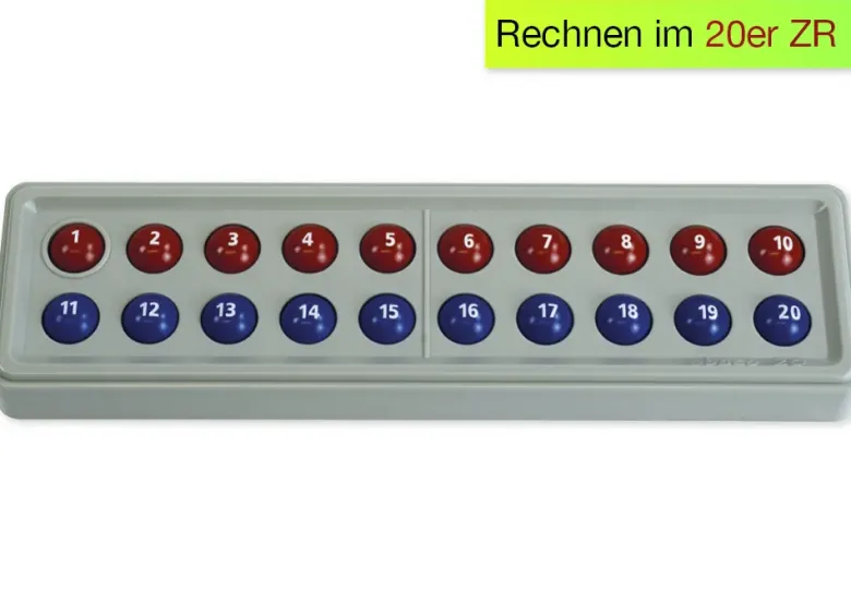 ABACO 20 mit Zahlen, rot-blau, Zähl- und Rechenrahmen