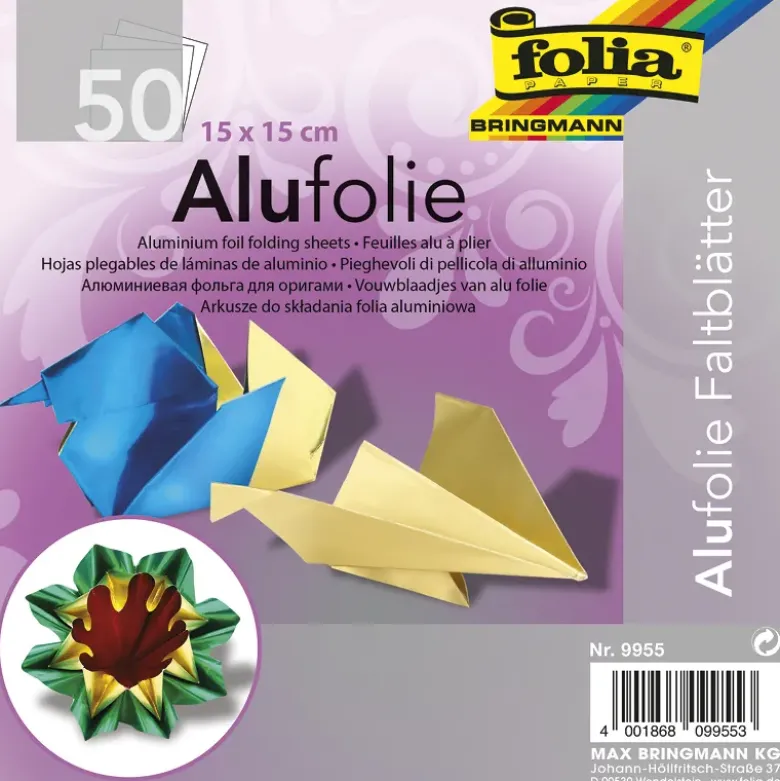 Alu-Faltblätter 15x15 cm, 50 Blatt