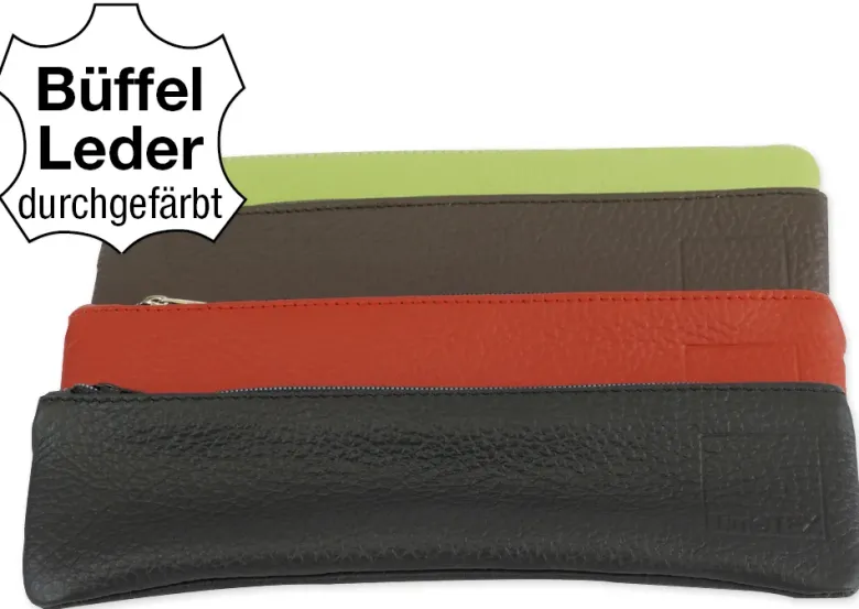 Aufspann-Stiftmäppchen aus Leder, für A5 und A4