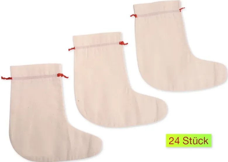 Baumwoll-Stiefel für Adventskalender, 24 Stück