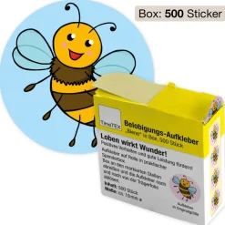 Belobigungs-Aufkleber "Biene" in Spender-Box, 500 Stück