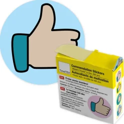 Belobigungs-Aufkleber "Daumen modern" in Spender-Box, 500 Stück