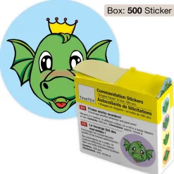 Belobigungs-Aufkleber "Drachen-Gesichter" in Spender-Box, 500 Stück