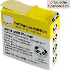 Belobigungs-Aufkleber "Panda" in Spender-Box, 500 Stück