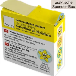 Belobigungs-Aufkleber "Sternchen bunt" in Spender-Box, 500 Stück