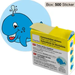 Belobigungs-Aufkleber "Wal" in Spender-Box, 500 Stück