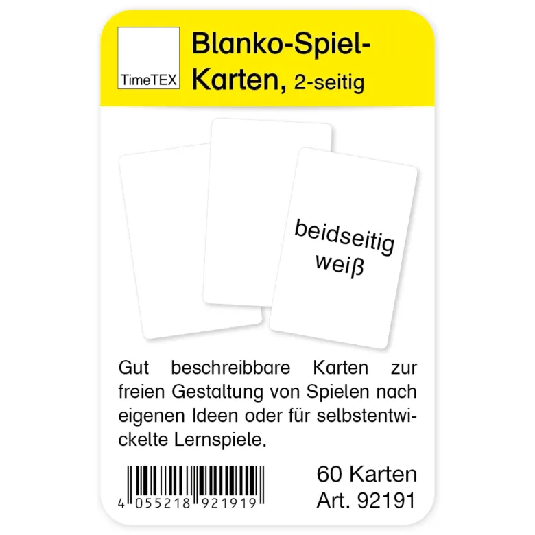 Blanko-Spielkarten im Etui, beidseitig weiß