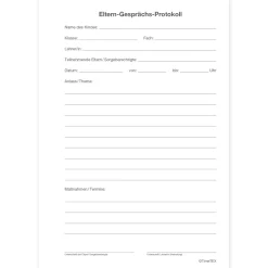 Block Eltern-Gesprächs-Protokoll A5, 50 Blatt mit Durchschlag