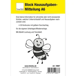 Block Hausaufgaben-Mitteilung A6, 50 Blatt mit Durchschlag