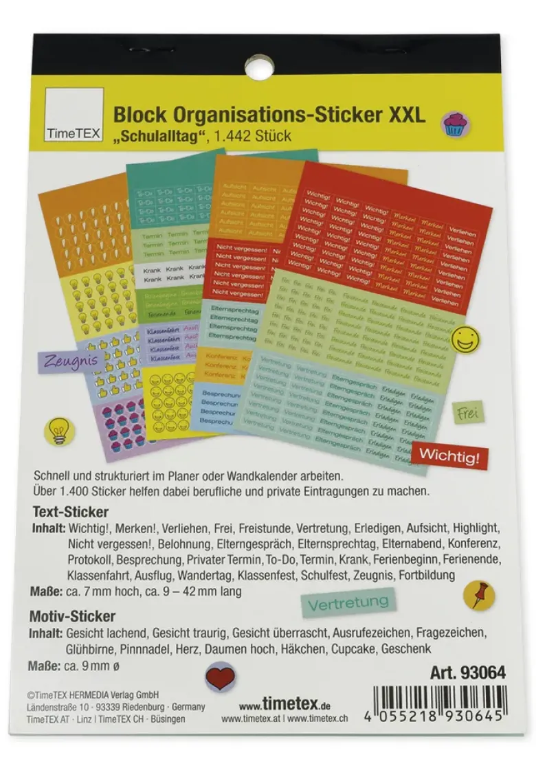 Block Organisations-Sticker XXL „Schulalltag“, 1.442 Stück