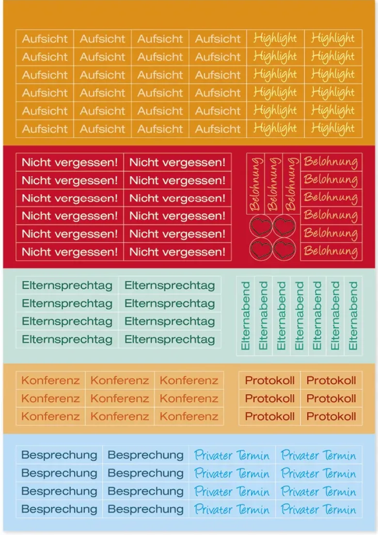 Block Organisations-Sticker XXL „Schulalltag“, 1.442 Stück