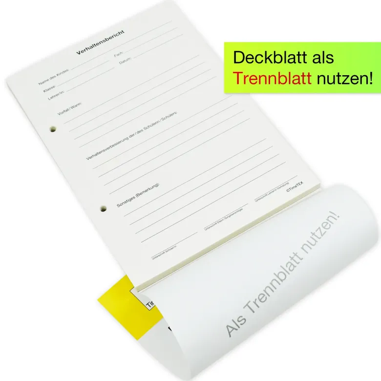 Block Verhaltensberichte A5, 50 Blatt mit Durchschlag