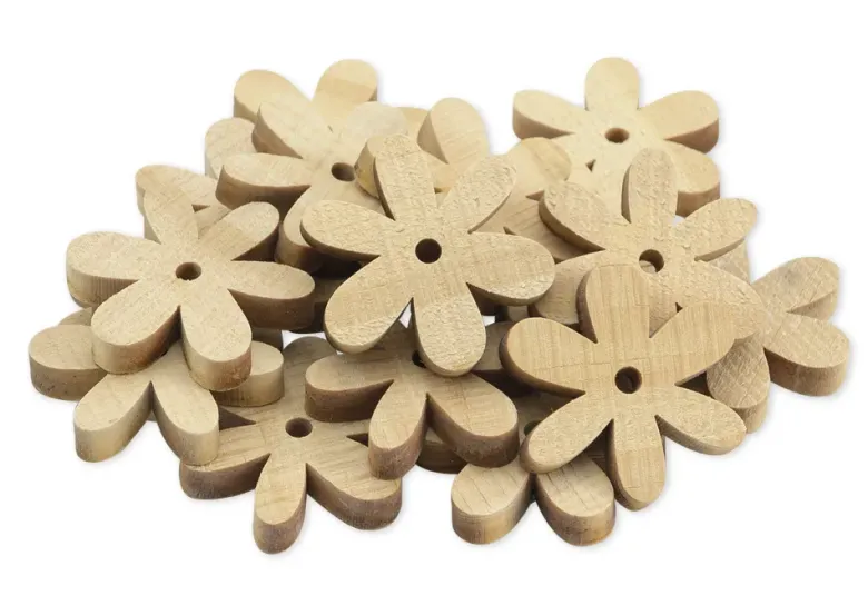 Blumen aus Holz, klein, 20 Stück