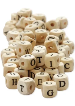 Buchstaben-Perlen aus Holz, 9 mm, ca. 400 Stück