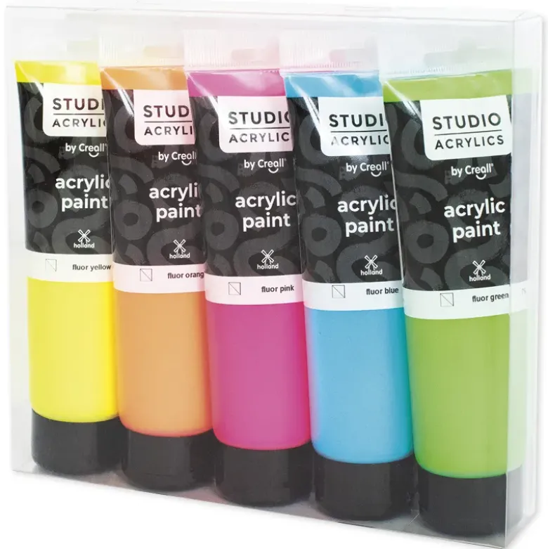 Creall Studio Acrylfarbe Neon, 5 x 120 ml