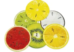 Demo-Bruchrechen-Kreise "Obst", 203 mm ø, magnetisch, 24-tlg.