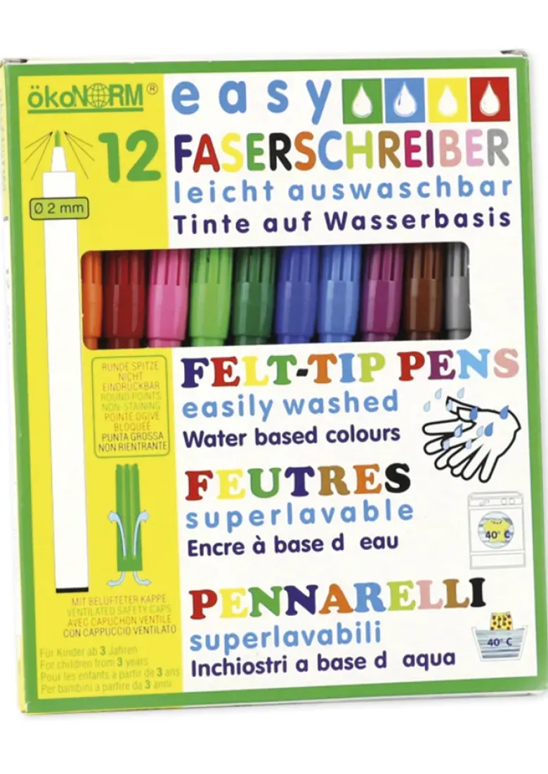 easy Faserschreiber 2 mm, 12 Farben