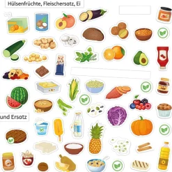 Ernährungspyramide mit Lebensmitteln vegetarisch und klassisch, magnetisch, 129-tlg.