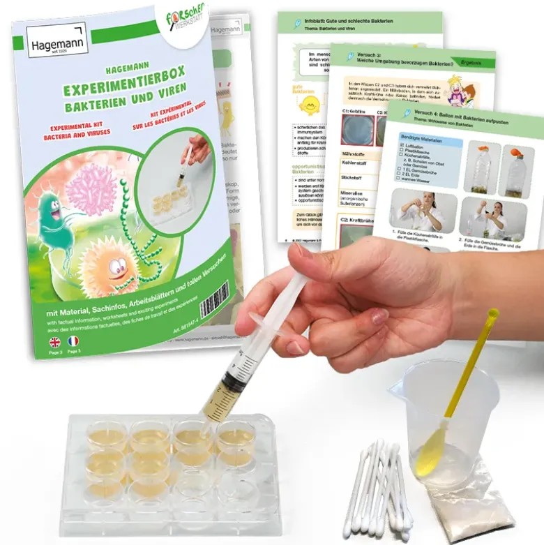 Experimentier-Box "Bakterien und Viren", 12-tlg.