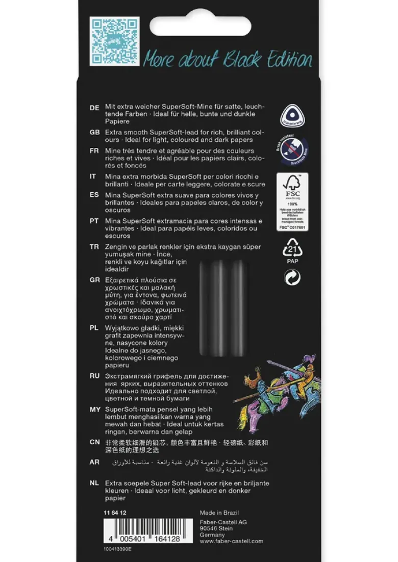 Faber-Castell Black Edition Buntstifte, 12 Stück