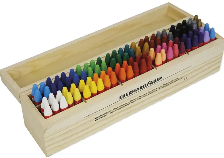 Faber Wachsmalkreide, 100-tlg., in Holzbox