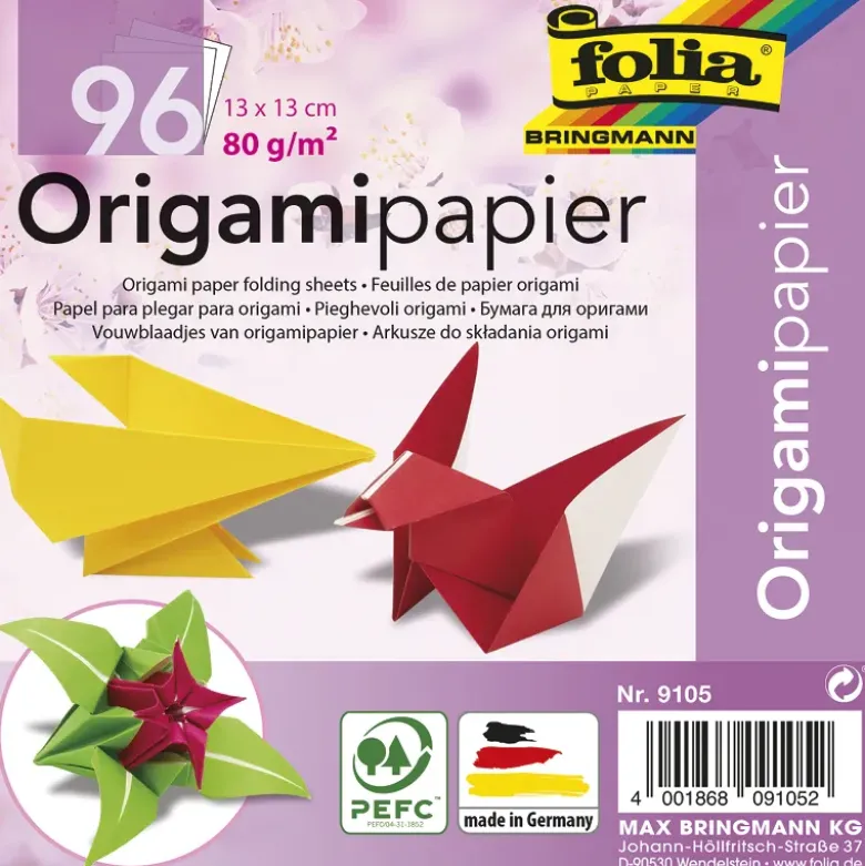 Faltblätter aus Origamipapier 13x13 cm, 96 Blatt