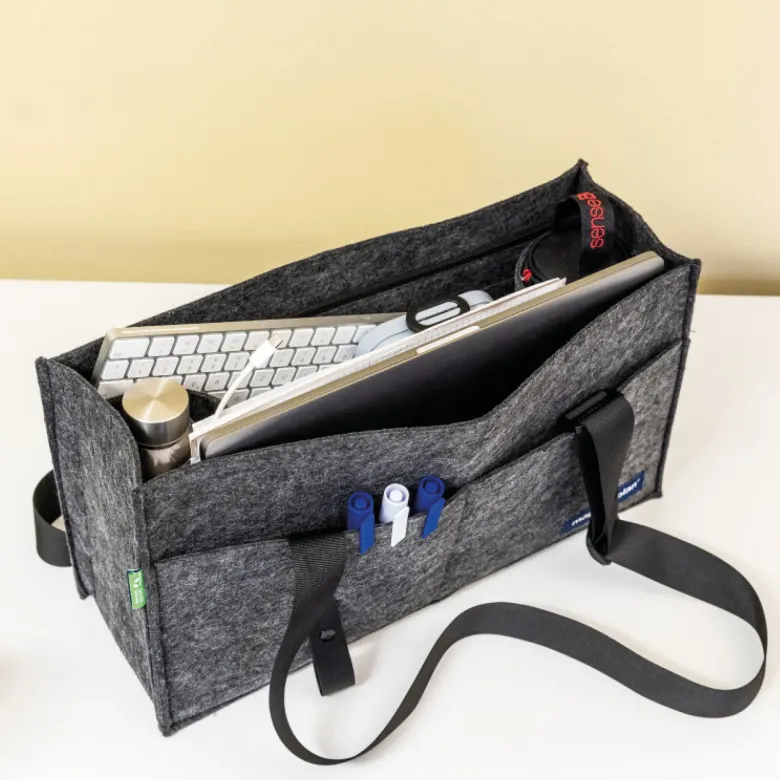 Fächer-Tasche aus Filz, faltbar, anthrazit