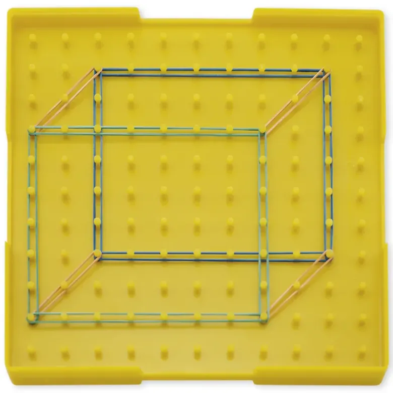 Geometrie-Brett doppelseitig (11x11 Stifte), 23x23 cm, gelb