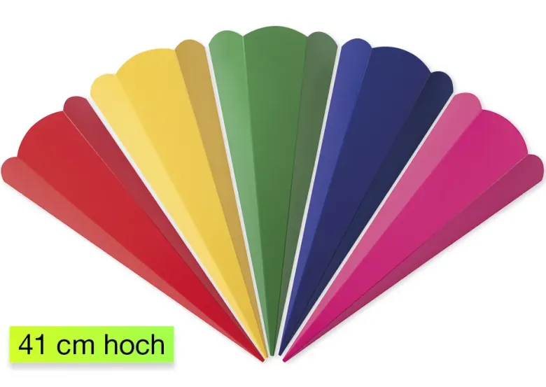 Geschwister-Schultüte, 41 cm hoch, 10 Stück in 5 Farben