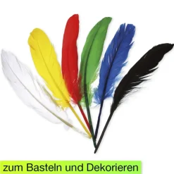 Große Federn in 6 Farben, 17 Stück