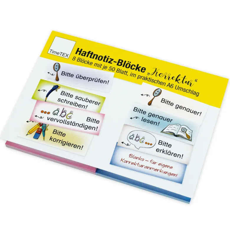 Haftnotiz-Blöcke „Korrektur", 73x26 mm, 8 Blöcke