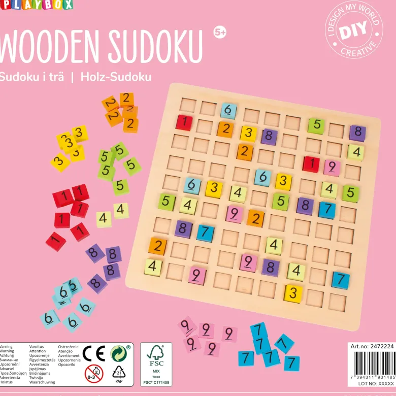 Holz-Sudoku 25 x 25 cm, 82-tlg.