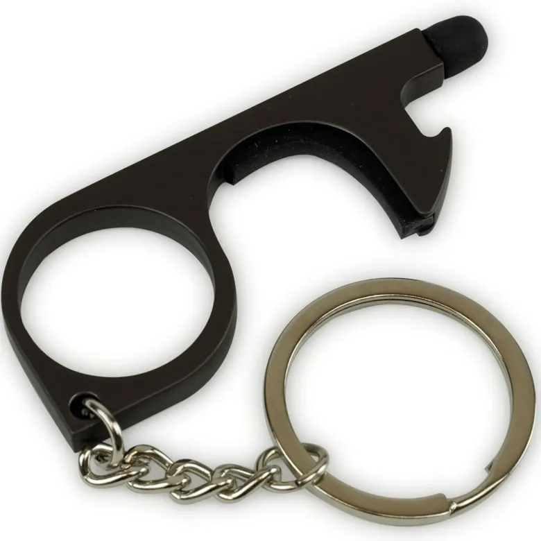 Hygiene-Haken mit Beschichtung und Schlüsselring, schwarz