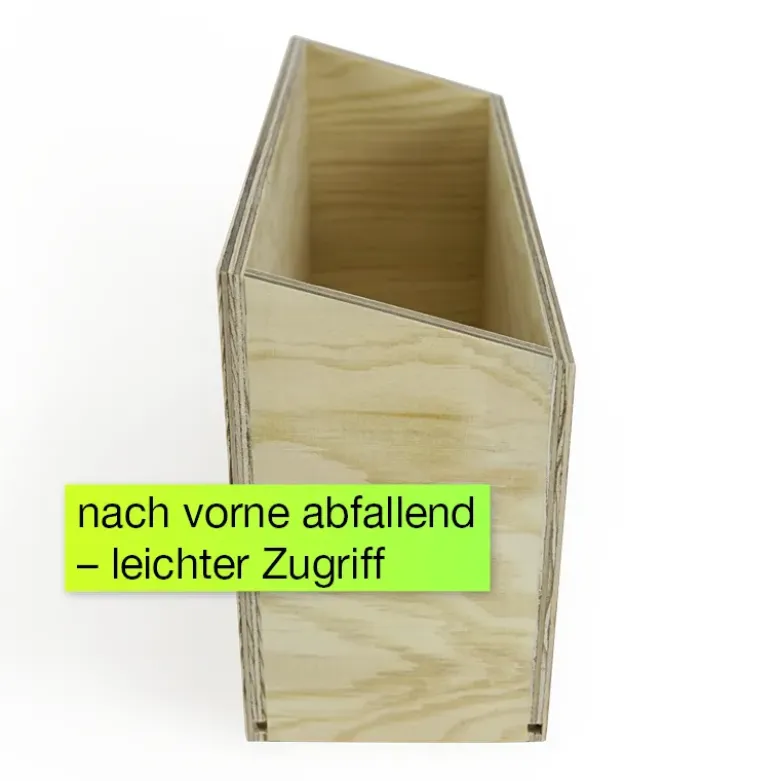 Karteikasten Tamara DIN A5 quer, nach vorne abfallend, Kiefernholz