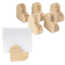 Kartenhalter "Herz" aus Holz, 6 Stück