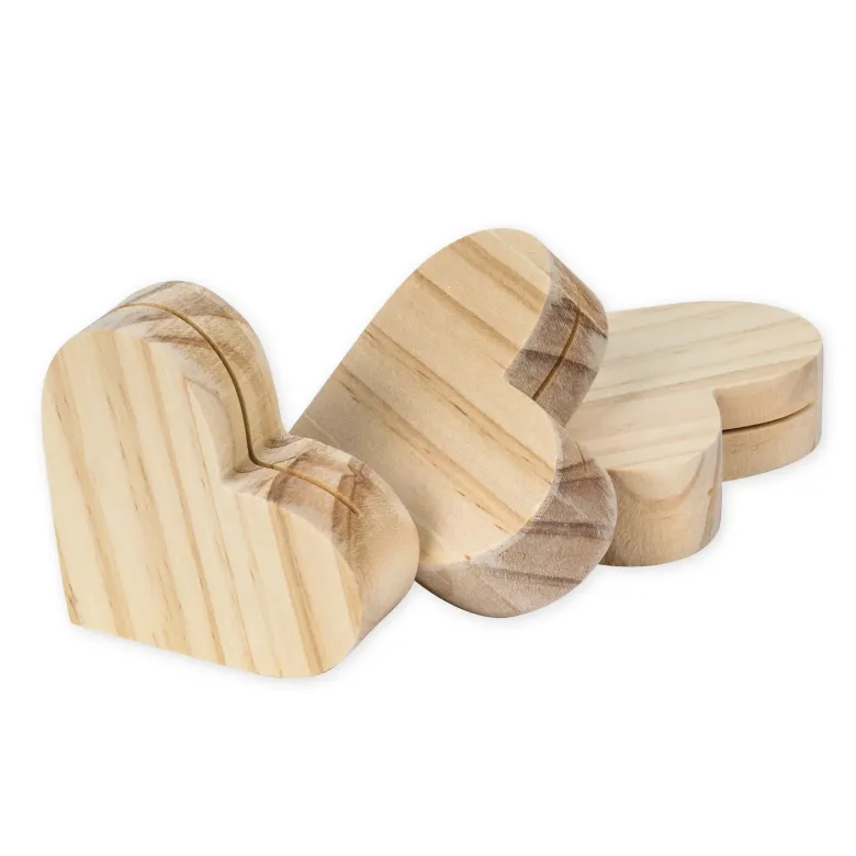 Kartenhalter "Herz" aus Holz, 6 Stück