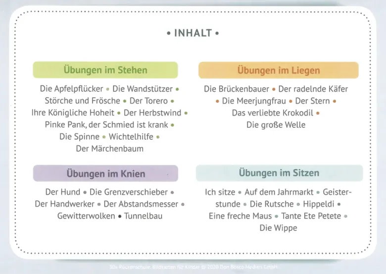 Karten-Set "30x Rückenschule Bildkarten für Kinder"