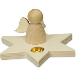 Kerzen-Halter "Stern mit Engelchen", 10,5 cm ø