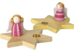 Kerzen-Halter "Stern mit Engelchen", 10,5 cm ø