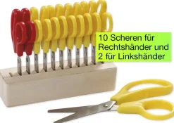 Kinderscheren mit großen Grifflöchern im Holzständer, 13-tlg.