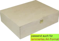 Klappdeckel-Box aus Holz A4-Plus, natur