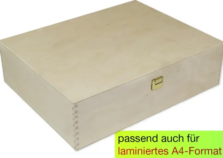 Klappdeckel-Box aus Holz A4-Plus, natur