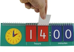 Klappen-Flipchart aus Pappe, Uhrzeit mit Analoguhr