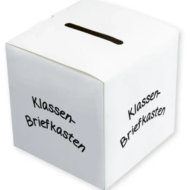 Klassen-Briefkasten weiß, mit Schlitz zum Einstecken