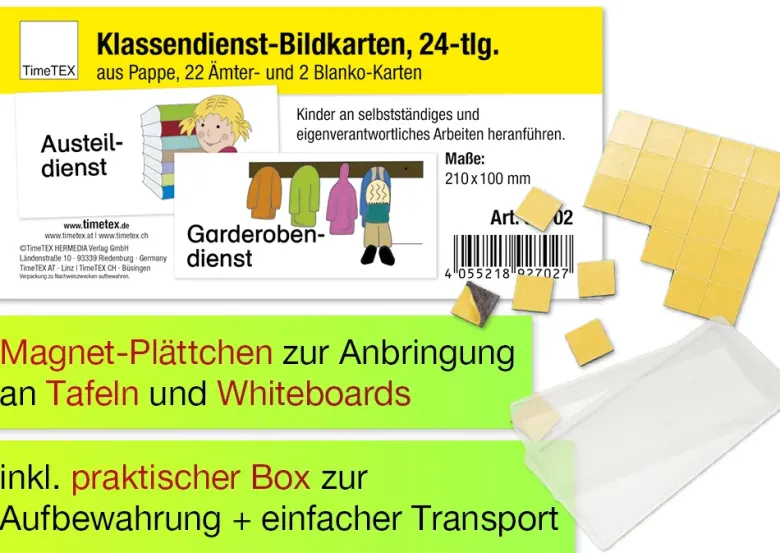 Klassendienst-Bildkarten magnetisch, 24-tlg., in Box