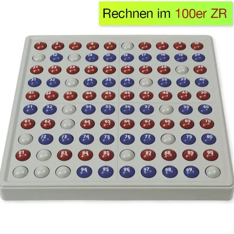 Klassensatz ABACO für 100-er Zahlenraum, rot-blau, mit Zahlen, 8-tlg., in Box