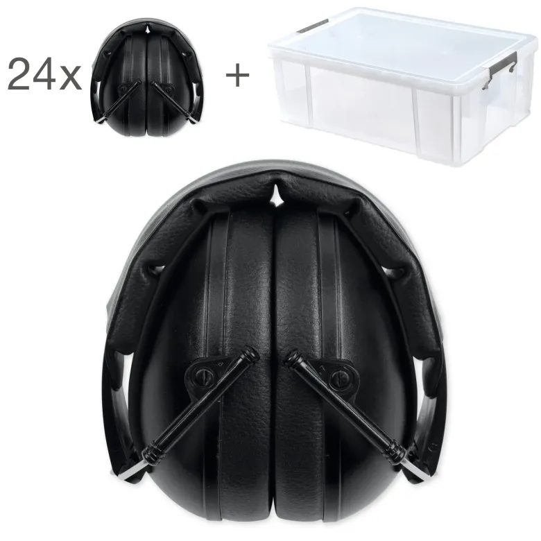 Klassensatz Gehör-Schutz "Auris Plus" schwarz, 24-tlg., in Box