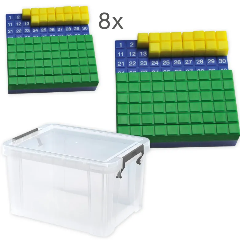 Klassensatz Hunderter-Steckplatte, 8-tlg., in Box