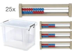 Klassensatz Rechenrahmen für 20-er Zahlenraum rot/blau, gerade Seitenteile, 25-tlg. in Box
