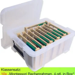 Klassensatz Rechenrahmen Montessori 4-stellig, 10-tlg., in Stapel-Box "Montessori Premium"